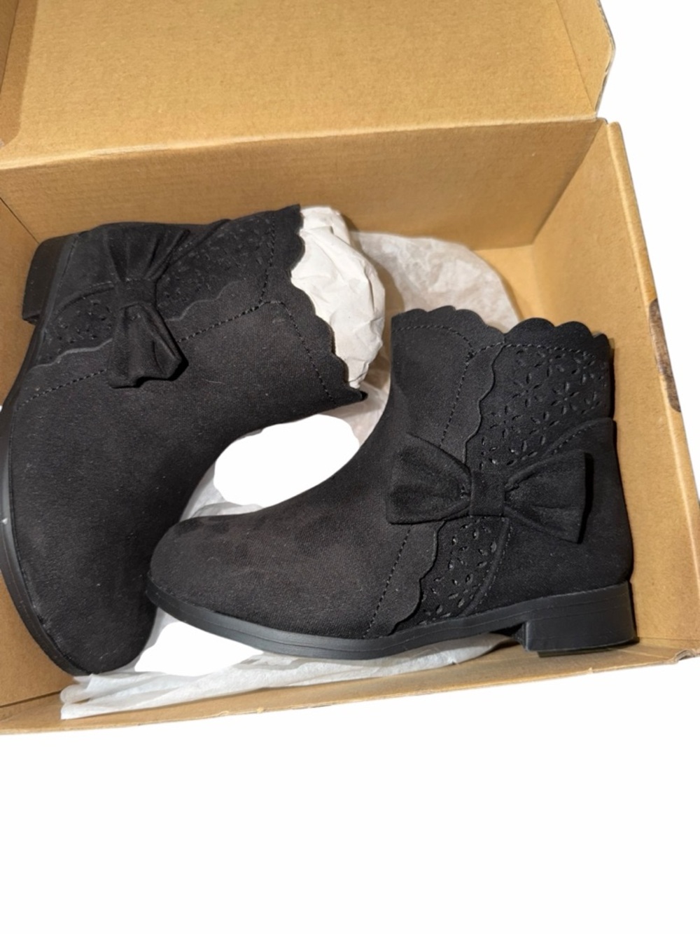 Girls Black Bow Ankle Boots - Cute Dress Boots for Kids